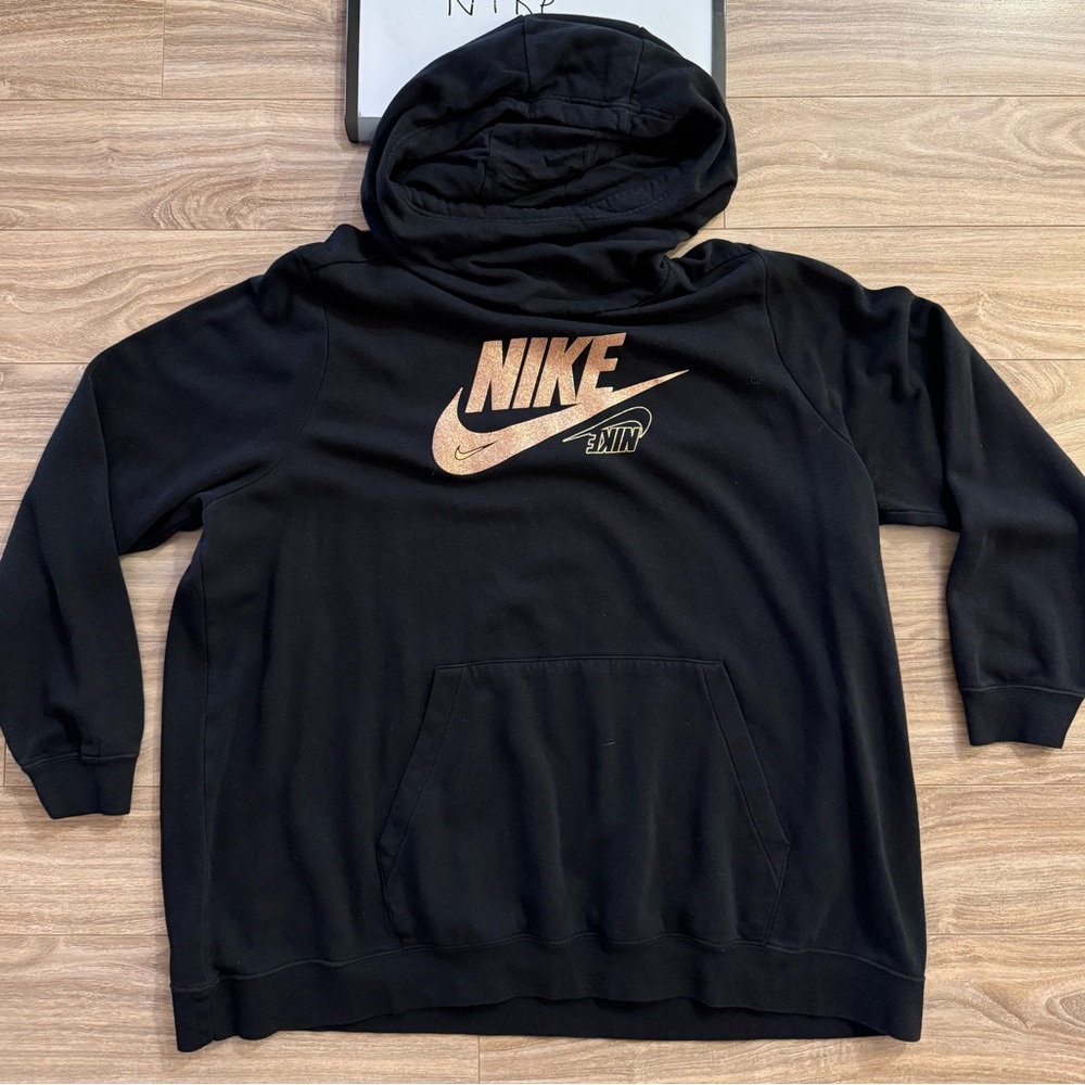 Nike Black Cowl Hoodie with Rose Gold Logo 2X